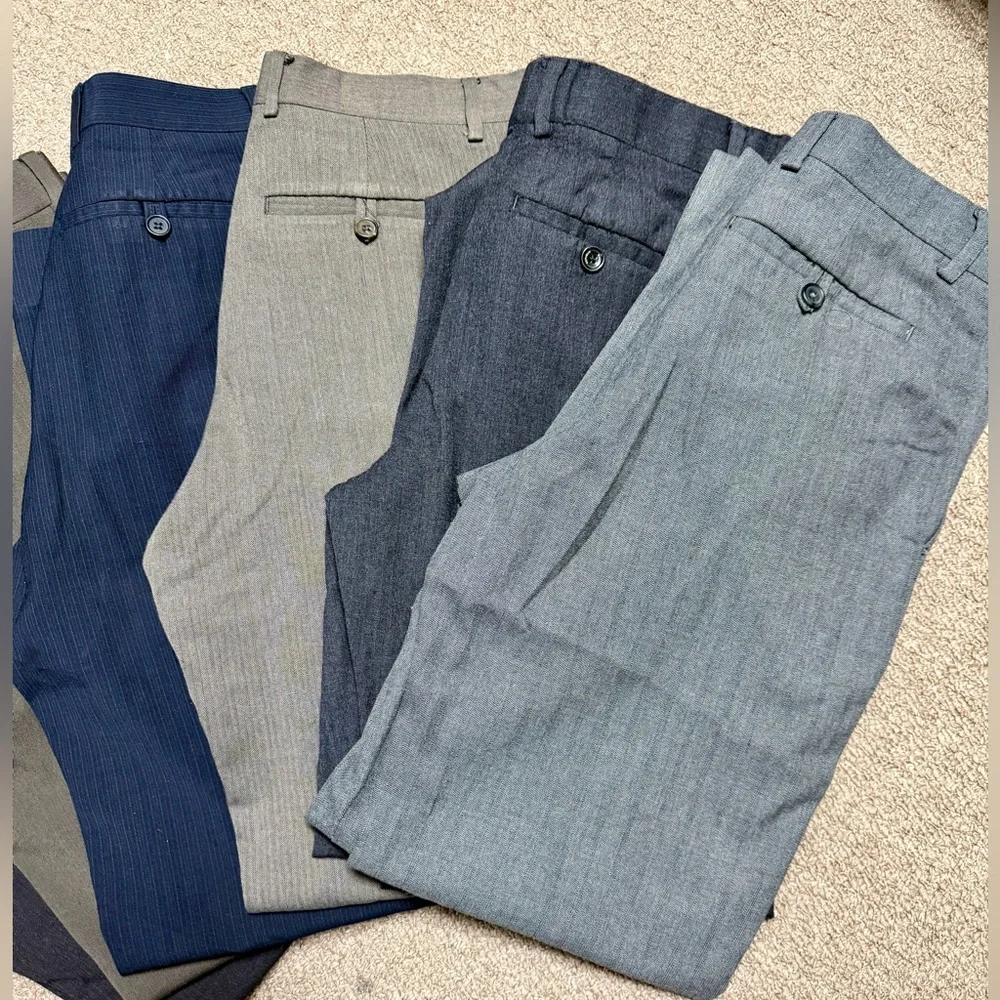 Bundle of 6 pairs of Banana Republic Men's Dress Pants - Blue, Gray, and Tan - Picture 3 of 13